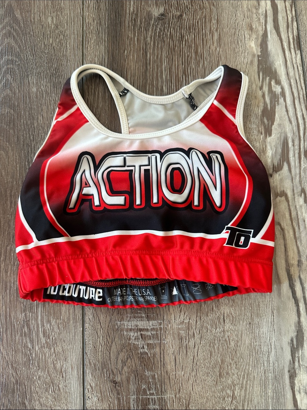 Go Couture Red and Black 'Action' Racerback Swim Top